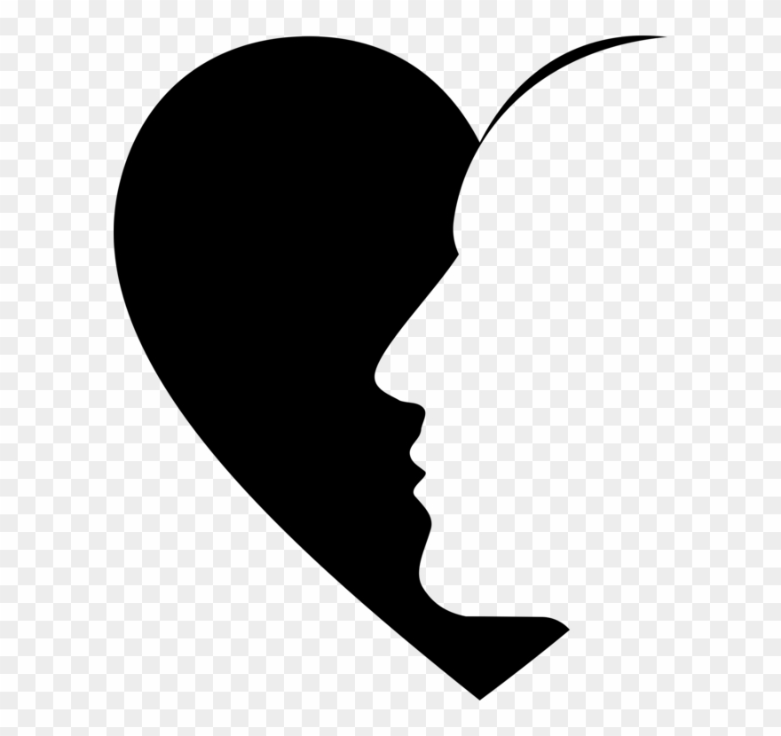 Silhouette Line Art Black And White Drawing Head - Clip Art - Png Download