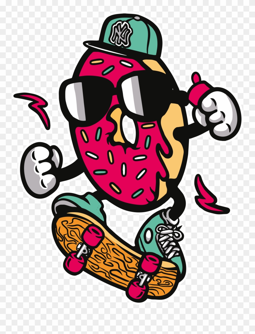 Donut Skater - Donut Skateboarding Clipart