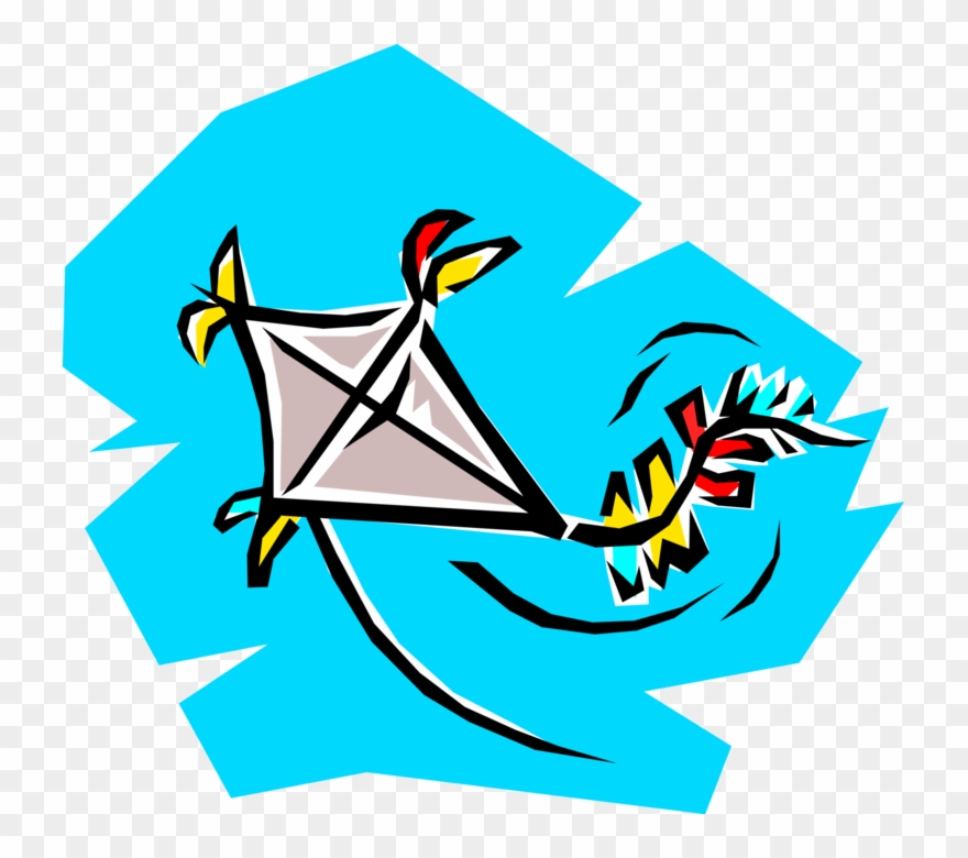 Vector Illustration Of Tethered Heavier Than Air Flying - Flygande Drake Clipart
