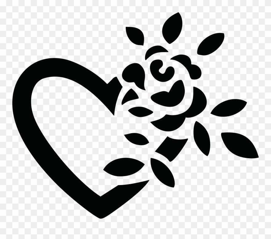 Free Clipart Of A Black And White Fully Bloomed Rose - Beautiful Border Design Simple - Png Download