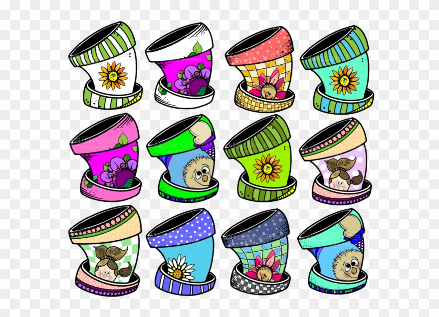 A Unique Set Of Curvy Flower Pots Created By Rz Alexander Clipart