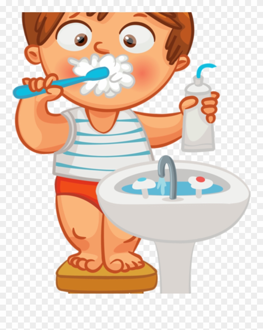 Child Brushing Teeth Clipart - Brush Teeth Hair Clipart - Png Download