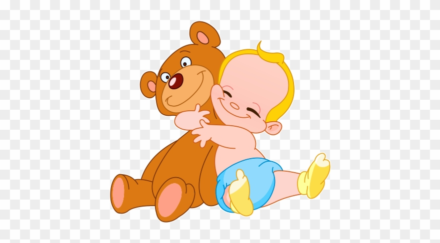Vinilo Bebes Con Osito - Vetor Criança Com Ursinho Clipart
