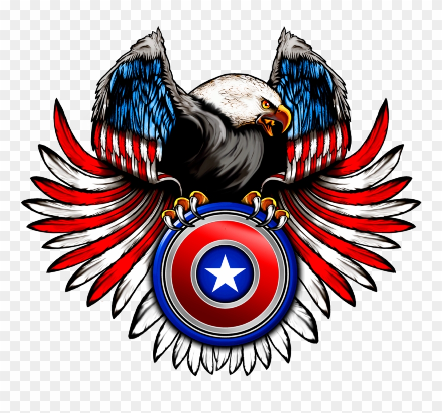 Eagle Round Shield Crest - Red White And Blue Eagle Shield Clipart