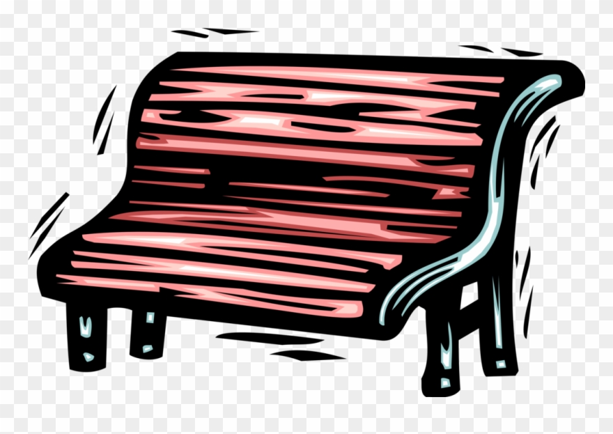 Vector Illustration Of Park Bench With Long Seat Found - Park Bank Clipart