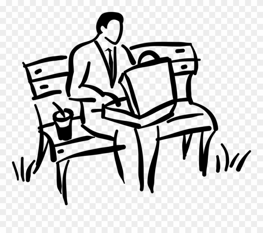 Vector Illustration Of Businessman Has Lunch On Park - Clip Art - Png Download