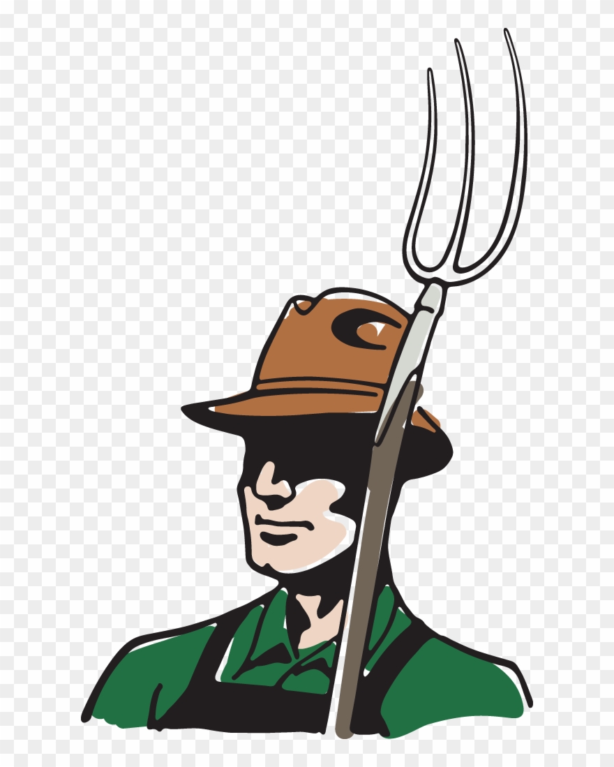 Farmer With Hat And Pitchfork - Farmer Pitchfork Logo Clipart