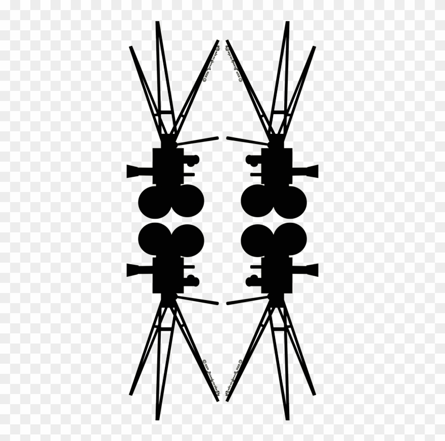 Vintage Movie Camera Silhouette Black & White Wallpaper - Illustration Clipart