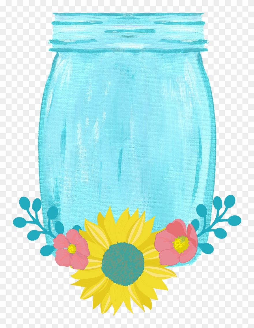Mason Jar Sunflowers Ready To Press Transfer - Mason Jar Clipart