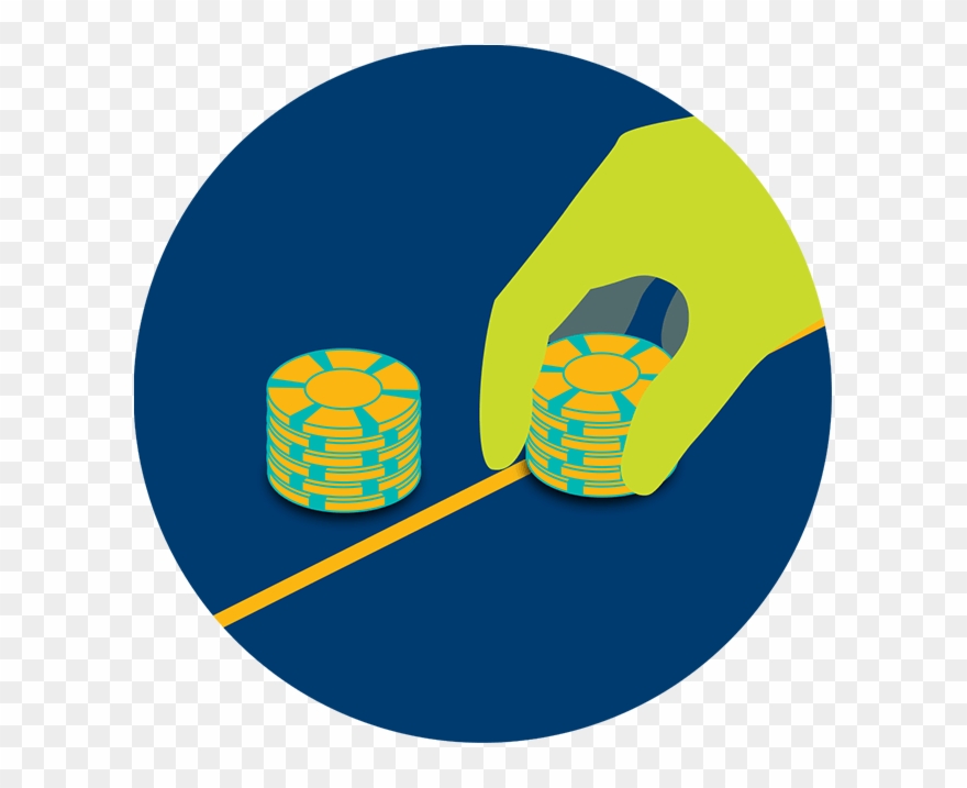 A Hand Places A Stack Of Chips Across A Line, Next - Casino Token Clipart