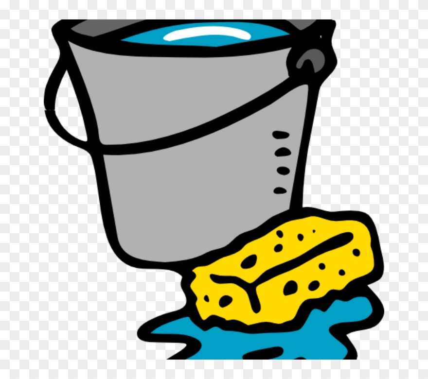 Charity Car Wash - Bucket And Sponge Cartoon Clipart