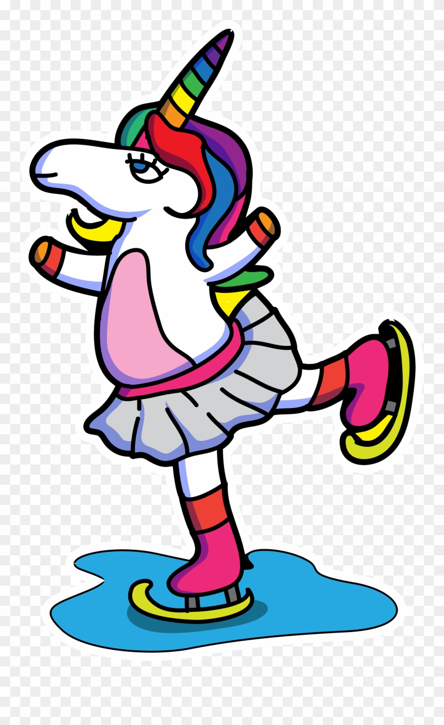 Shirt With Figure Skating Unicorn - T-shirt Clipart