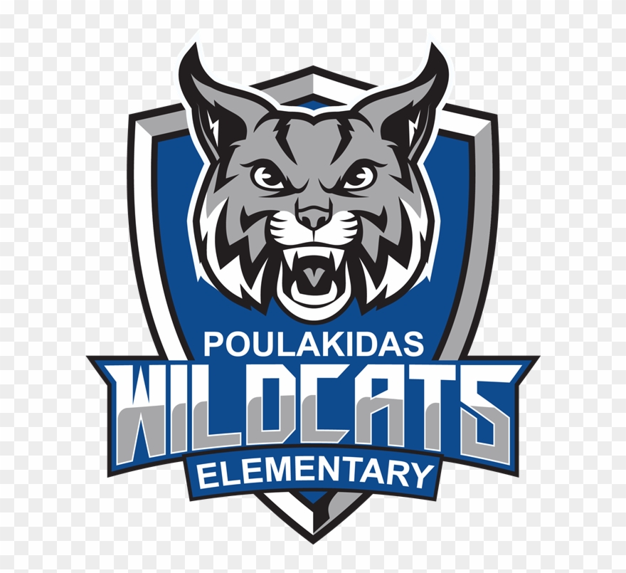 Grey Cat In Front Of Blue Sheild Poulakidas - Cat Clipart