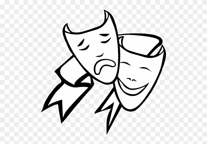 Drama Masks Colouring Pages - Drama Coloring Page Clipart