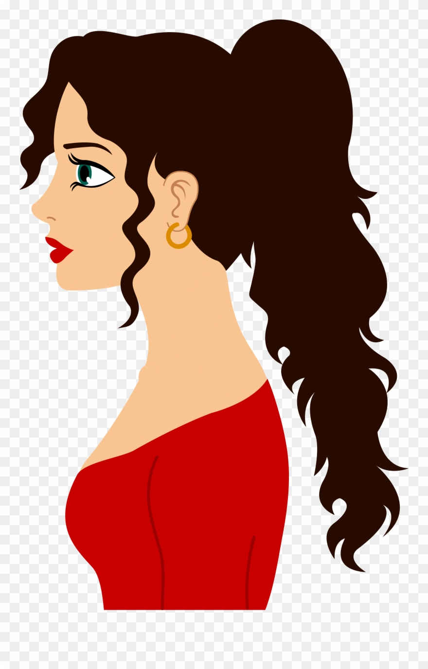 Clip Art Woman With Curly Hair Clipart Free Download - Woman Clipart Black And White - Png Download