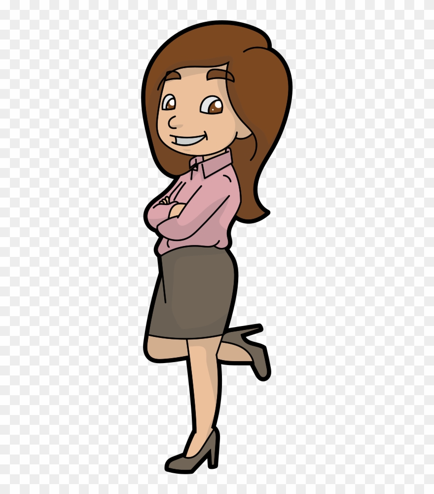A Happy And Confident Cartoon Businesswoman - Happy Woman Cartoon Png Clipart