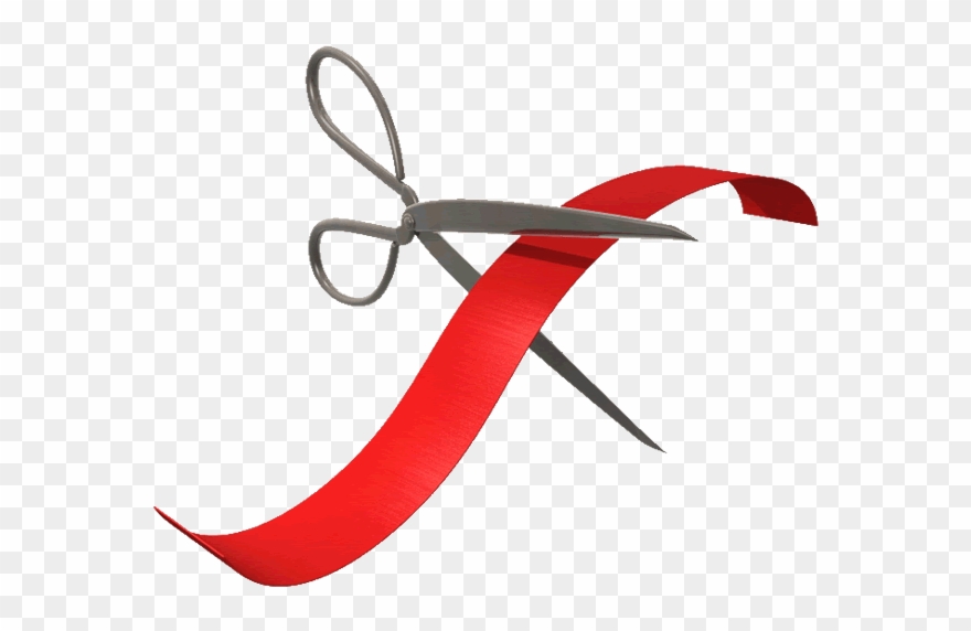Clip Cut Ribbon Clip Black And White Stock - Ribbon Cutting Animation Gif - Png Download
