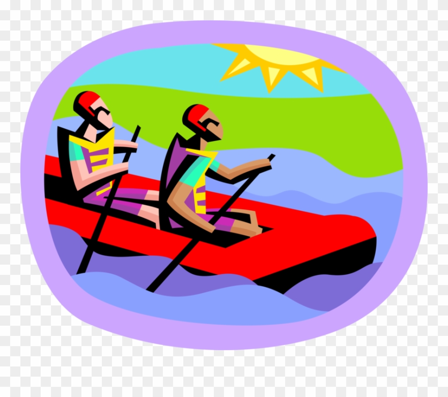 Vector Illustration Of Water Rafting In Inflatable - Copyright Free Water Sport Clipart - Png Download