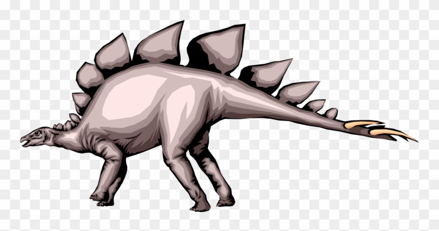 Vector Illustration Of Prehistoric Stegosaurus Dinosaur - Cartoon Clipart