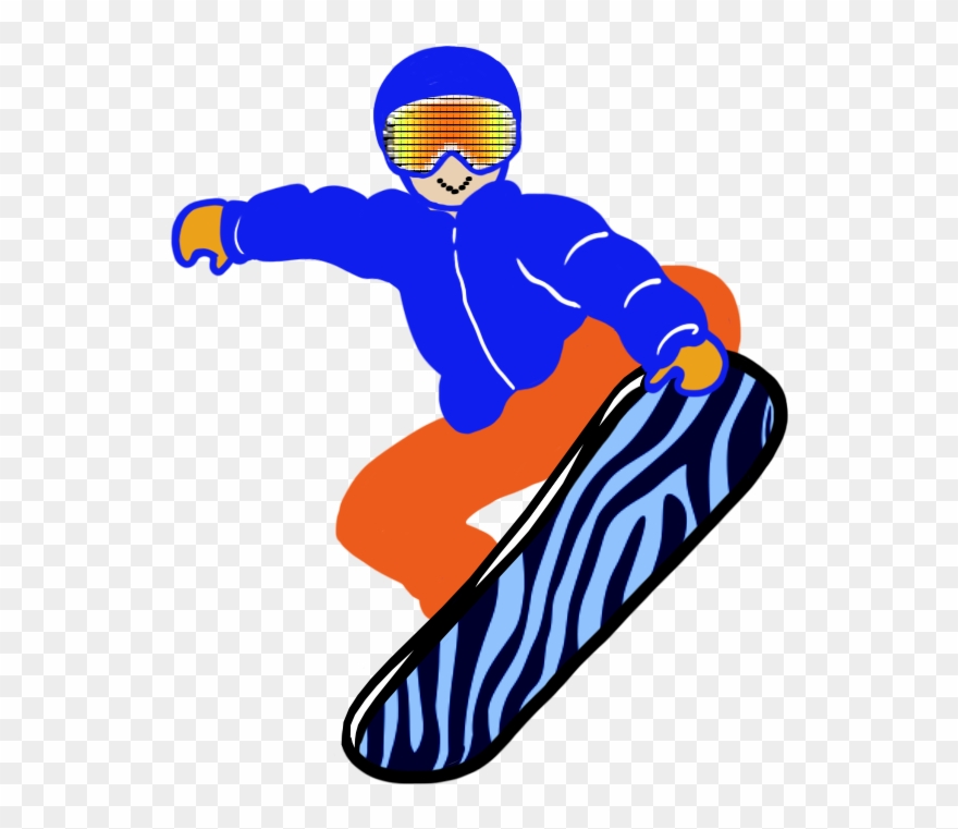 Snowboarder Blue Hat - Snowboard Clipart