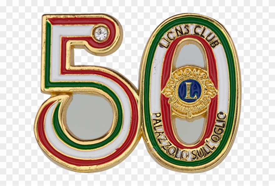 50 Year Cut Out Pin With Stone Lapel Pins, Lions, Anniversary, - Lapel Pin Clipart