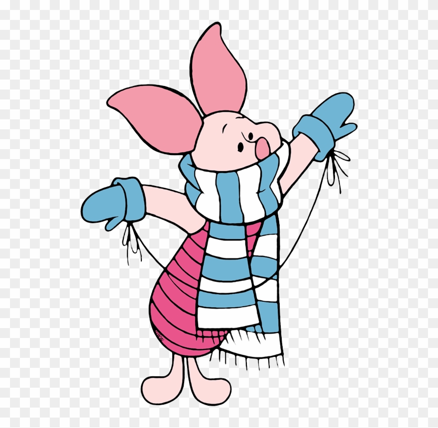 Piglet Wearing Scarf, Mittens - The Walt Disney Company Clipart