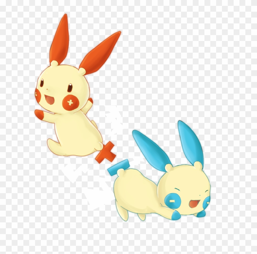 Minun And Plusle By Kiwiihime - Cartoon Clipart