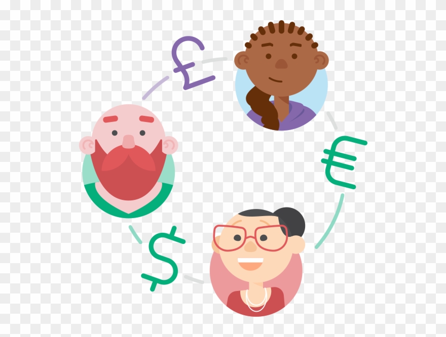 A Group Of Friends Exchanging Currency - Blockchain Clipart
