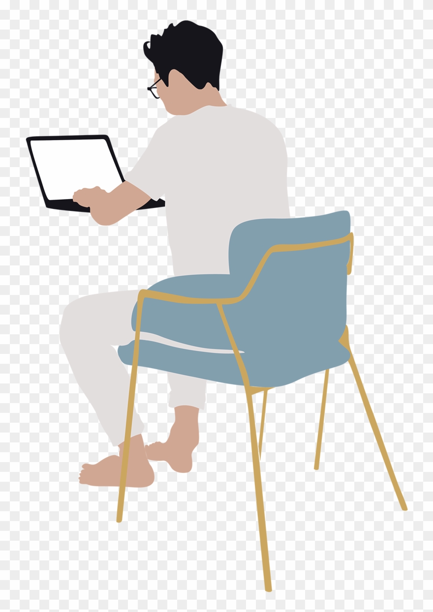 Man Working On Laptop Vector - Vector Graphics Clipart