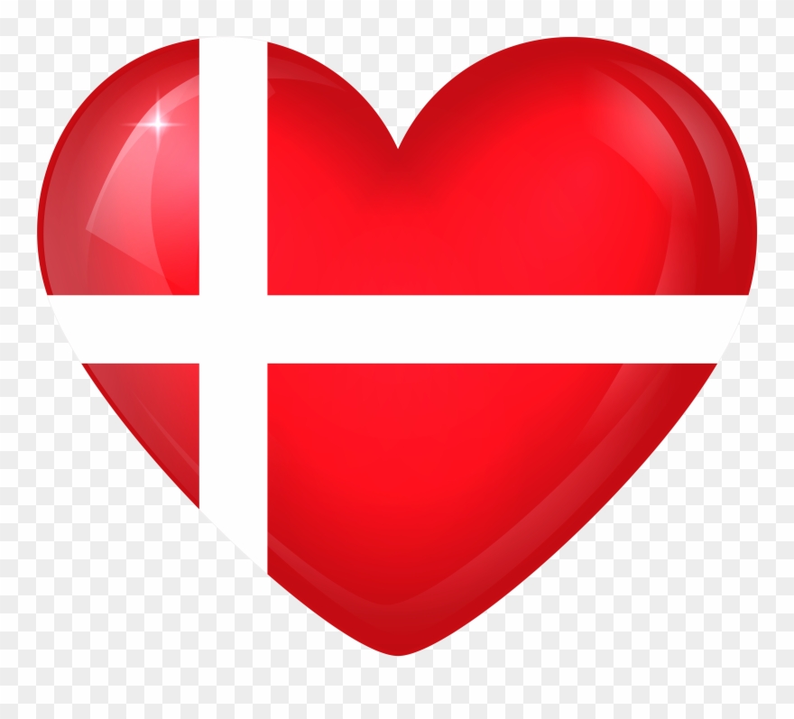 Denmark Large Heart Flag - Danish Flag In A Heart Clipart