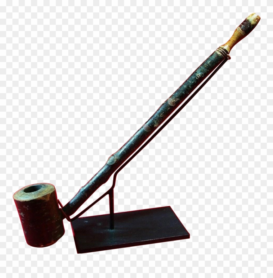 Native American Indian Carved Bark Wooden Smoking Pipe - Native American Tobacco Pipe Png Clipart