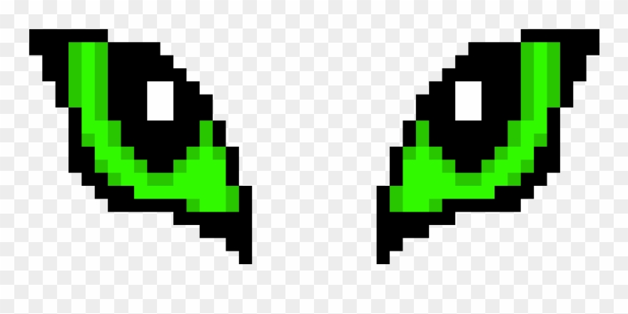 Green Cat Eyes - Pixel Clipart