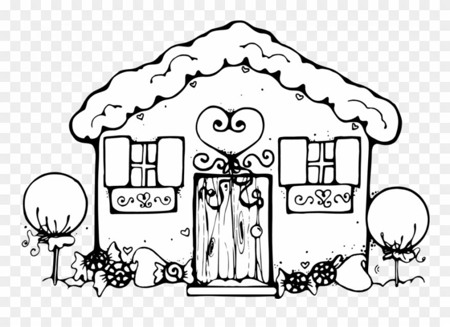 Gingerbread House Coloring Pages Clipart Gingerbread - Gingerbread House Coloring Sheets - Png Download