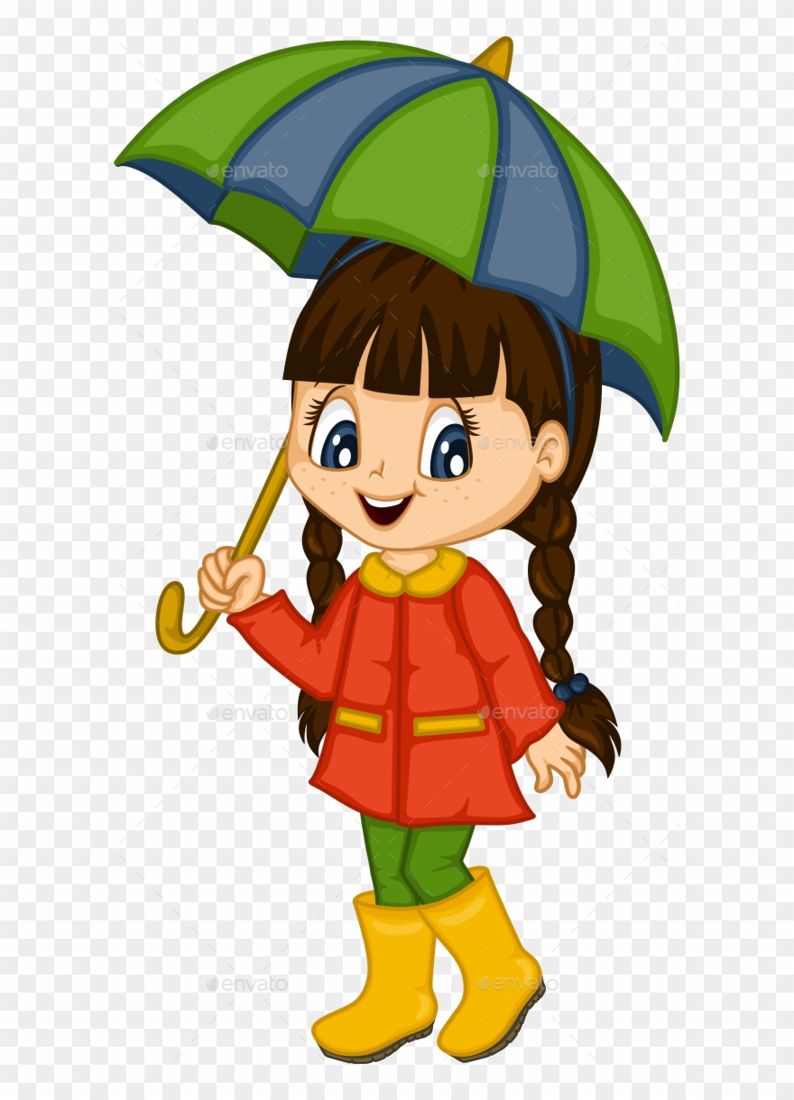 Cute Little Girl For 4 Seasons - Girl Cartoon 4 Seasons Clipart