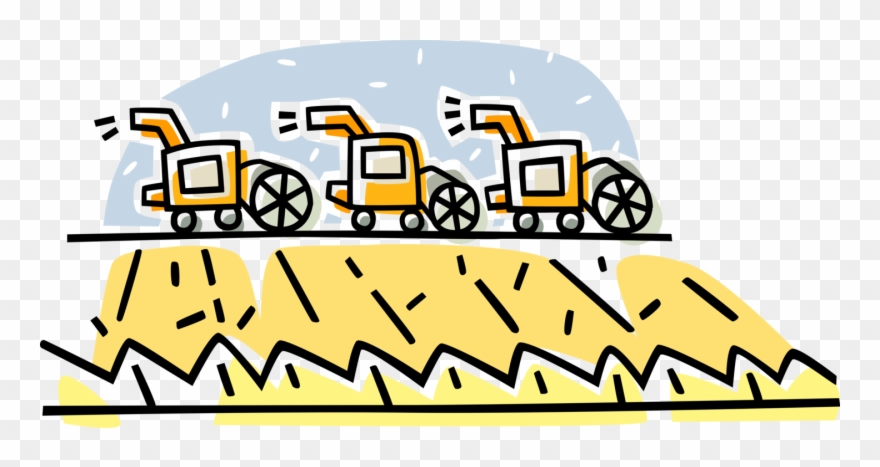 Vector Illustration Of Farming Grain Combine Harvester Clipart