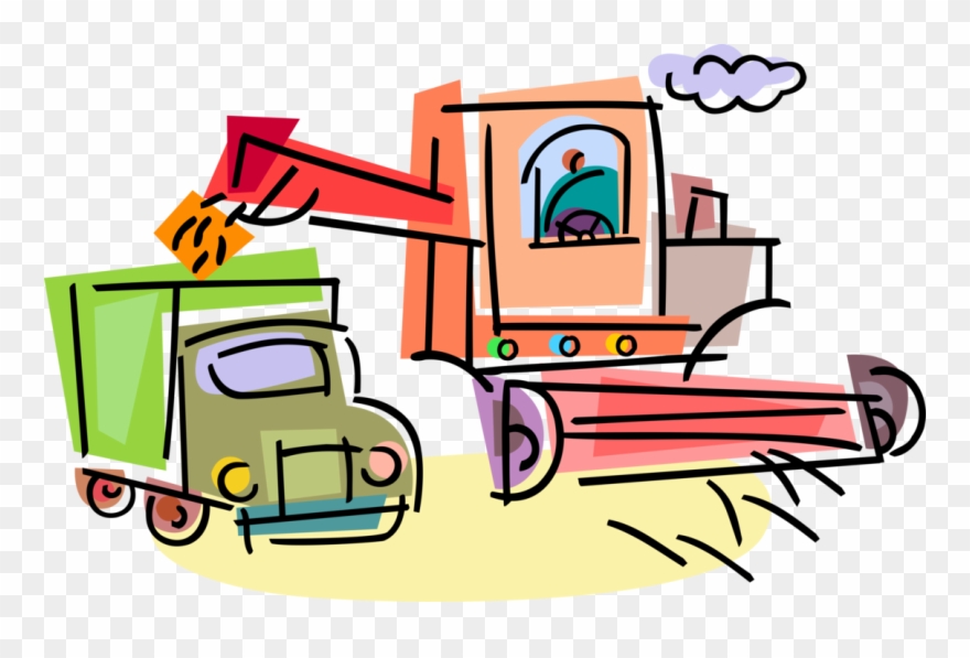 Vector Illustration Of Farmer Harvests Grain Crop In - Crop Clipart
