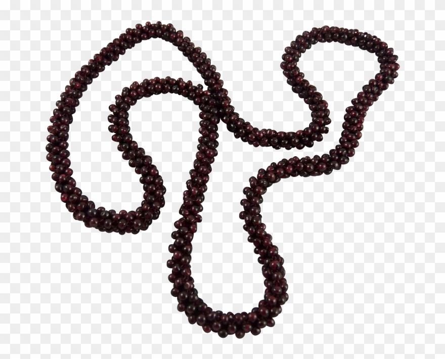 Vintage Garnet Bead Braided Rope Necklace - Jewellery Clipart