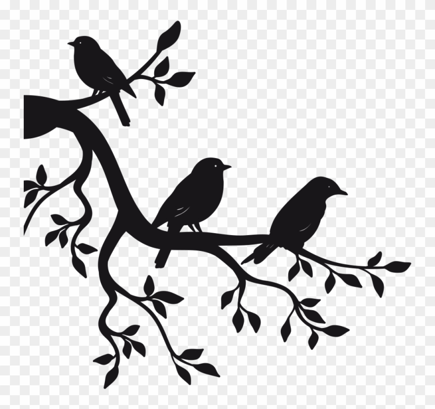 Sticker Branche Oiseau - Oiseau Sur Une Branche Clipart