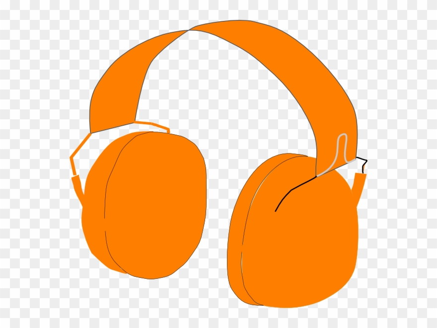 Headphone Orange Clip Art At Clker - Orange Clipart Headphones - Png Download