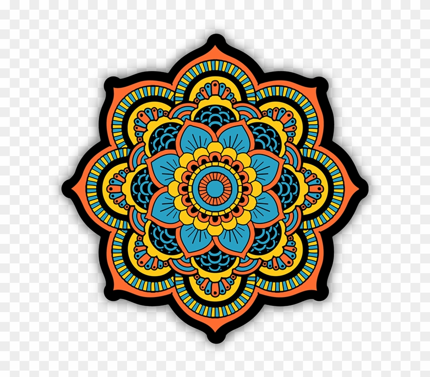 V Bumper Stickers - Divine Designs Detailed Mandala Design Black White Clipart