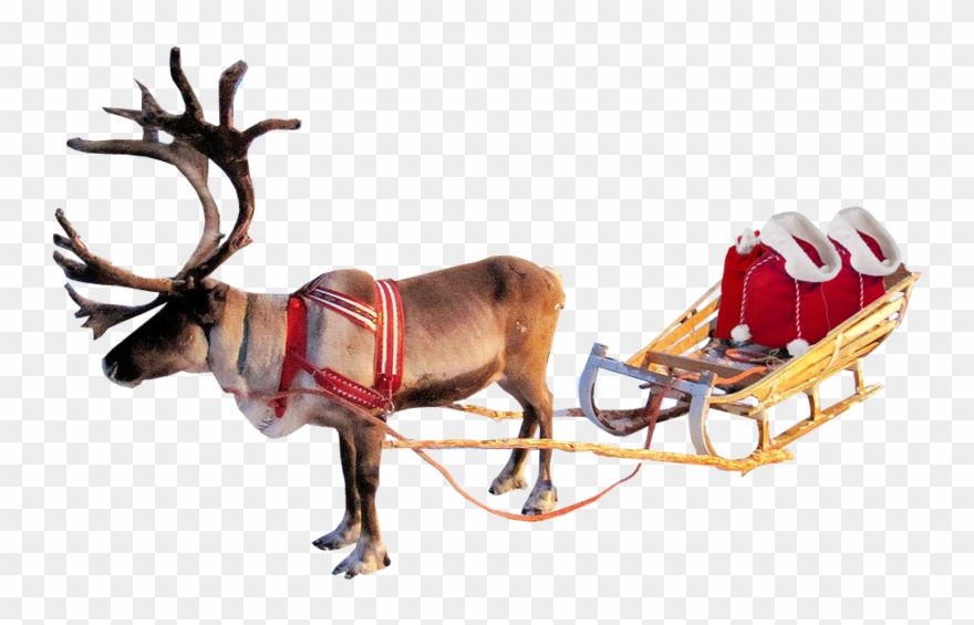 Santa Sleigh Png Clipart - Santa And Reindeer Transparent Background
