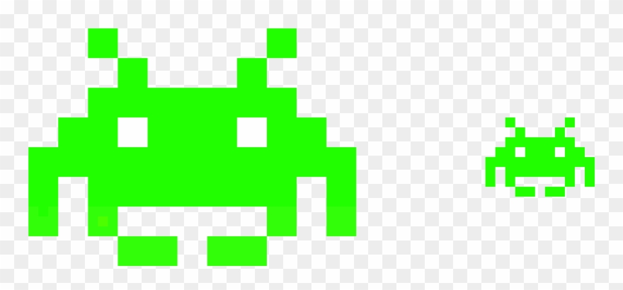 Space Invaders-small And Large - Space Invaders Pixel Art Clipart