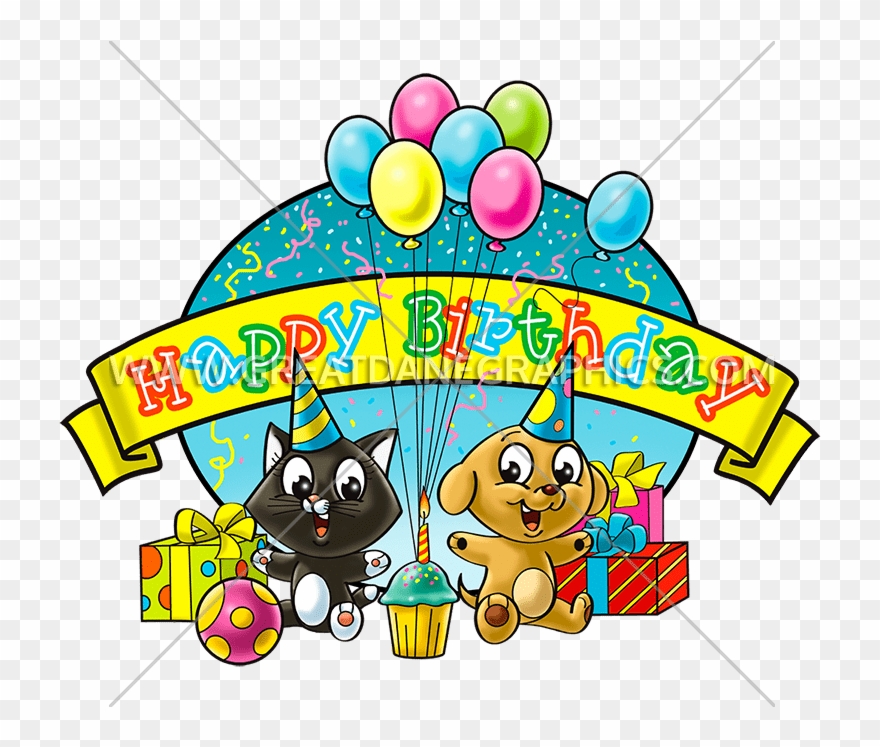 Birthday Cat & Dog - Art Clipart