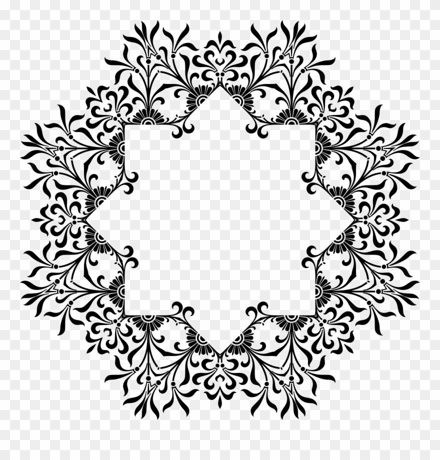 Vintage Victorian Baroque Border Round Png Black Clipart