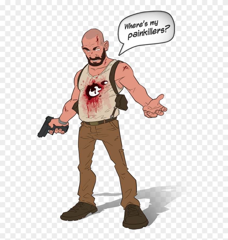 Action Game Man Mascot - Max Payne 3 Illustration Clipart