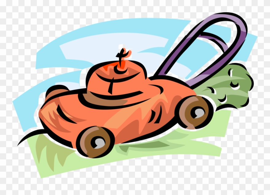 Image Lawn Mower Cuts Grass Vector Image Illustration - Lawn Clipart