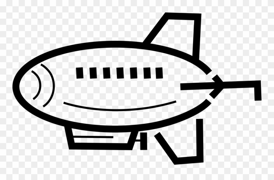 Vector Illustration Of Dirigible Or Blimp Airship Lighter - Illustration Clipart