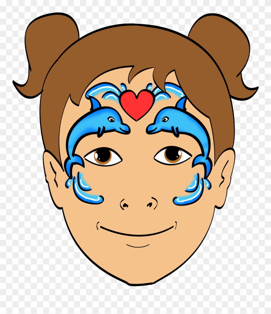 Dolphin Face Paint Design Clipart