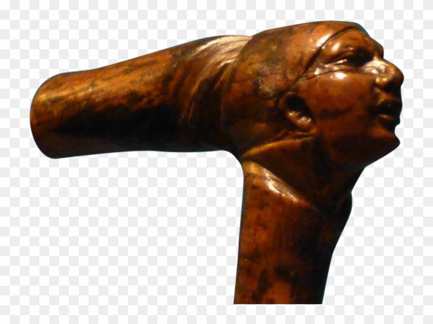 Antique Folk Art Cane, Rare Black Memorabilia, 1830's, - Bronze Sculpture Clipart