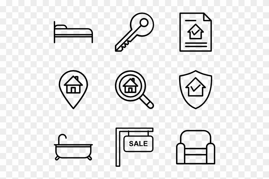 Real Estate - White Icons Png Clipart